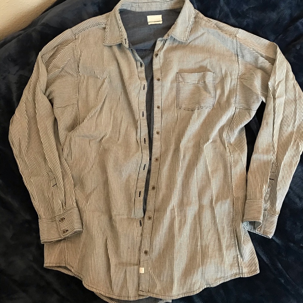 Pinstripe denim button up